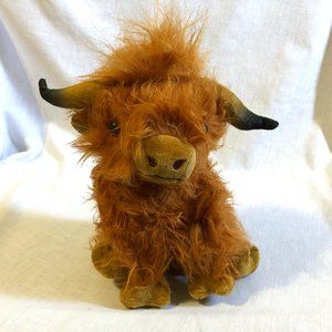 Brown Highland Cow Calf Furry Plush Toy 9'' Hairy Soft Stuffed Toy